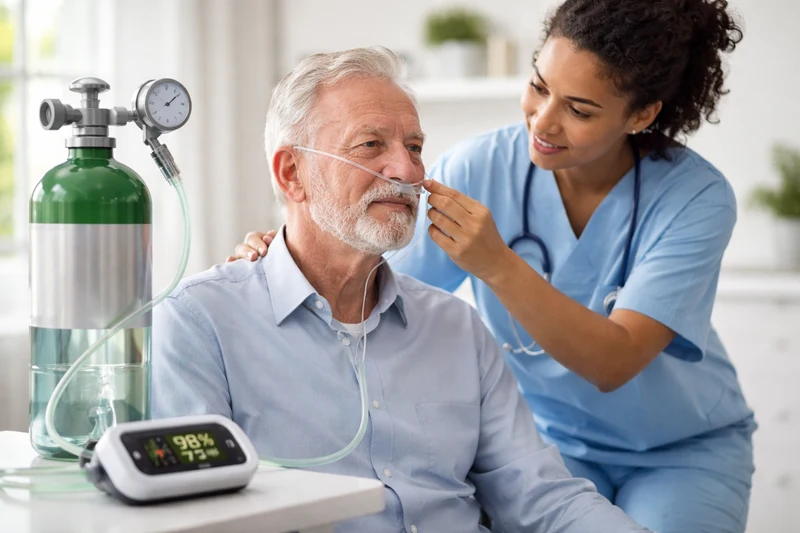 Echipa iAer oferind terapie cu oxigen